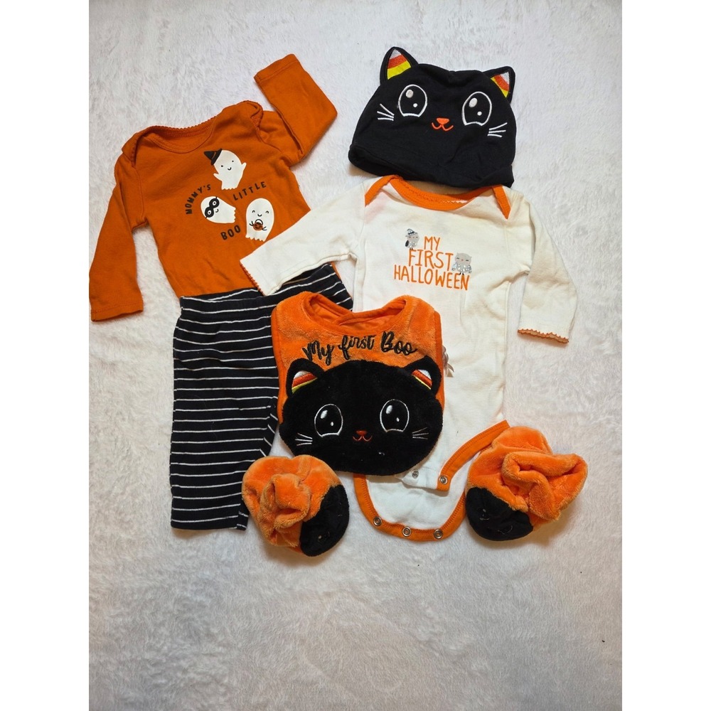 M346 Halloween Baby Outfit Set 5pc 3M Ghost Cat Boo Costume First Halloween